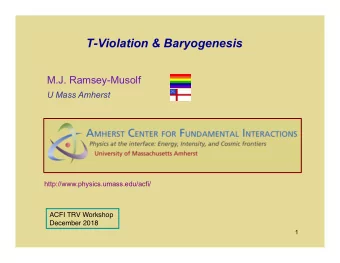 T-Violation &amp; Baryogenesis  M.J. Ramsey-Musolf  U Mass Amherst