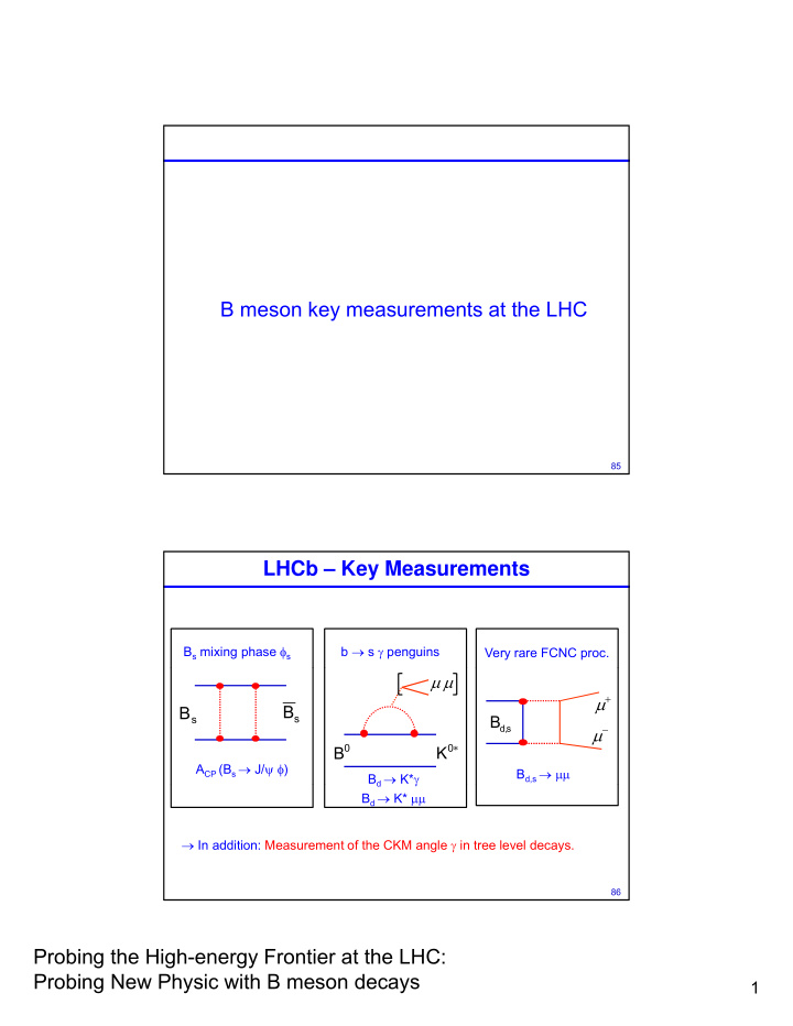b meson key measurements at the lhc