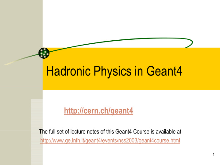 hadronic physics in geant4