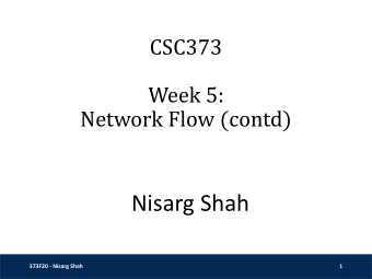 Nisarg Shah  373F20 - Nisarg Shah  1  Recap  Some more DP  Traveling salesman problem (TSP)