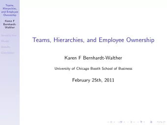Teams, Hierarchies, and Employee Ownership  Model  Results  Conclusion  Karen F Bernhardt-Walther