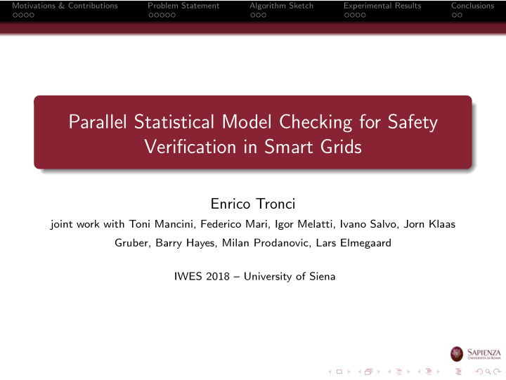 parallel statistical model checking for safety
