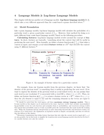 4  Language Models 2: Log-linear Language Models This chapter will discuss another set of language