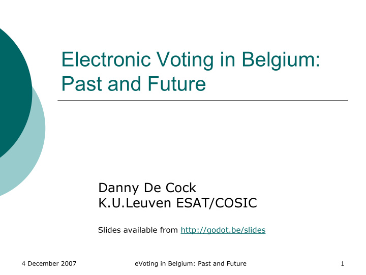 electronic voting in belgium past and future