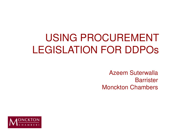 legislation for ddpos