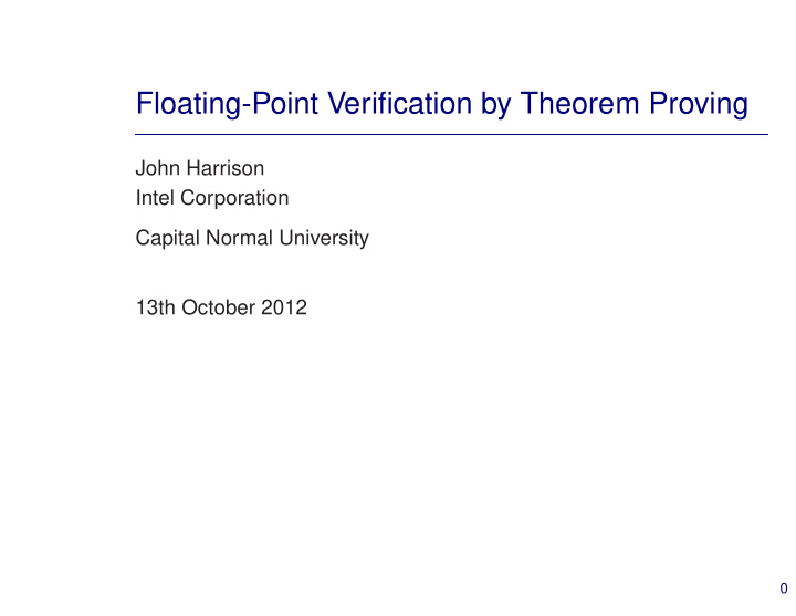 floating point verification by theorem proving