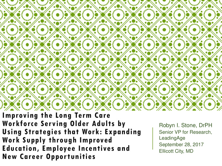 improving the long term care workforce serving older