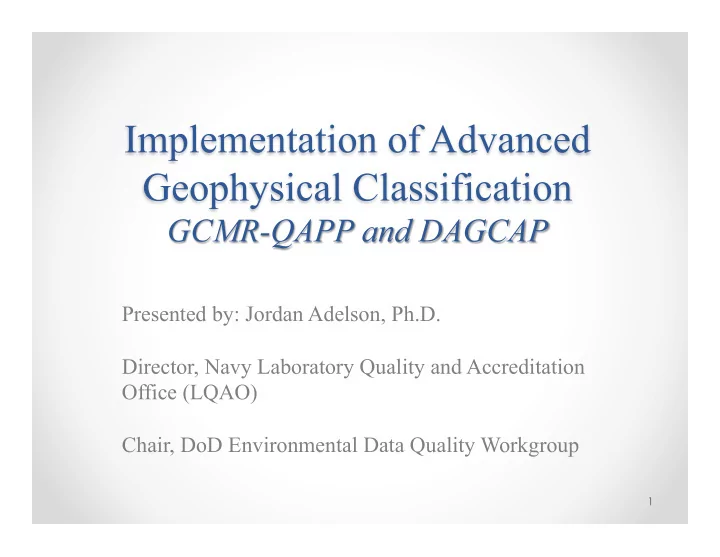 presented by jordan adelson ph d director navy laboratory