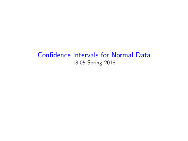 confidence intervals for normal data