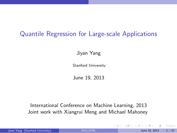 quantile regression for large scale applications