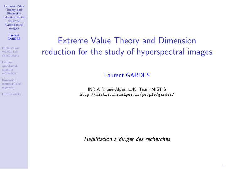 extreme value theory and dimension