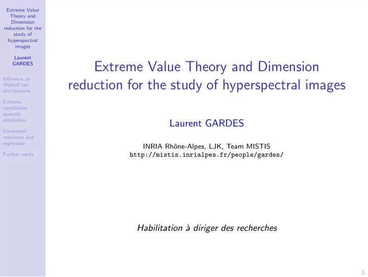 extreme value theory and dimension