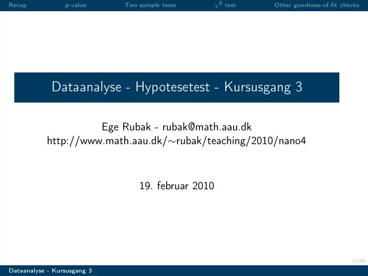 dataanalyse hypotesetest kursusgang 3