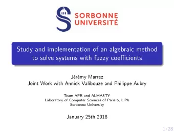Study and implementation of an algebraic method  to solve systems with fuzzy coefficients  Jrmy