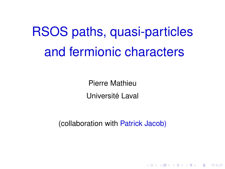 rsos paths quasi particles and fermionic characters
