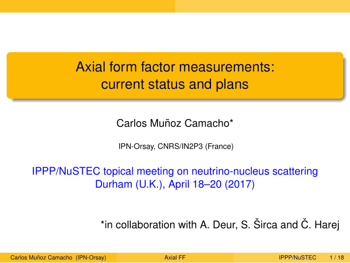 axial form factor measurements current status and plans