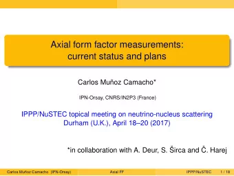 Axial form factor measurements:  current status and plans  Carlos Mu  noz Camacho*  IPN-Orsay,