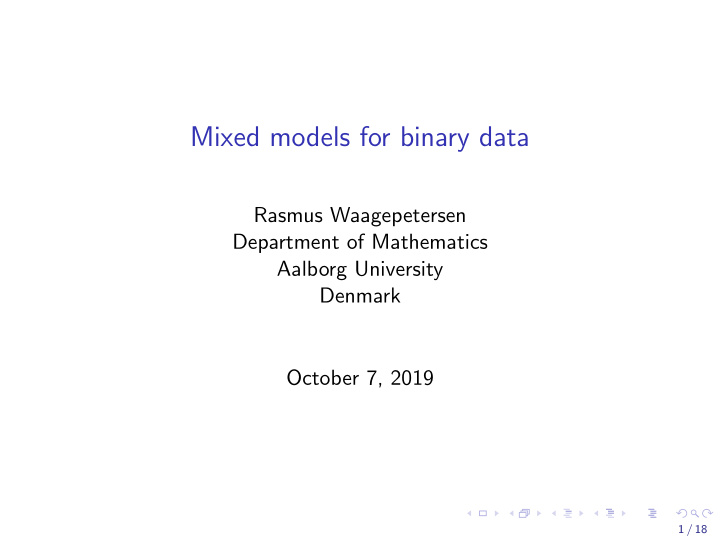 mixed models for binary data