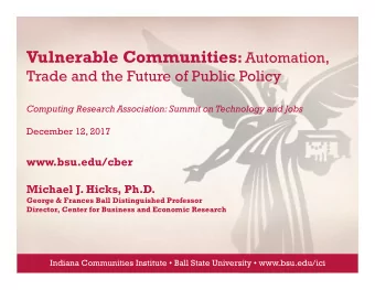 Indiana Communities Institute Research: economics, sociology,  political science, public
