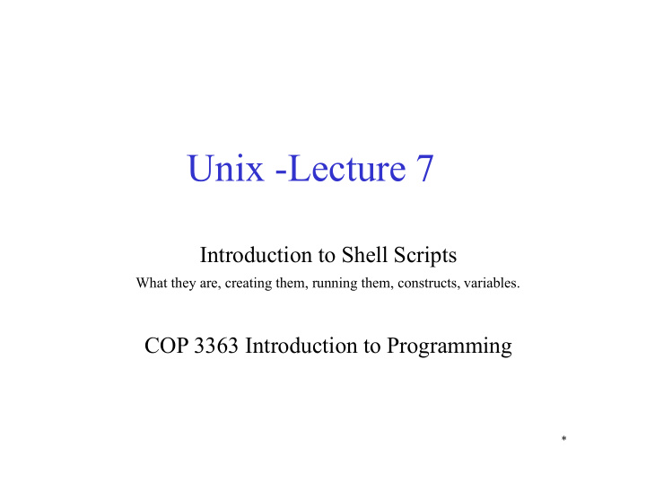 unix lecture 7