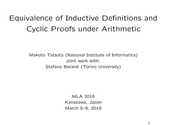 equivalence of inductive definitions and cyclic proofs