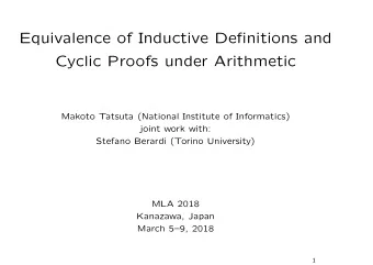 Equivalence of Inductive Definitions and  Cyclic Proofs under Arithmetic  Makoto Tatsuta (National
