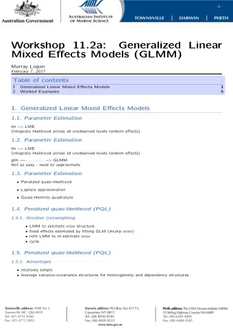Workshop 11.2a:  Generalized Linear  Mixed Effects Models (GLMM)  Murray Logan  February 7, 2017