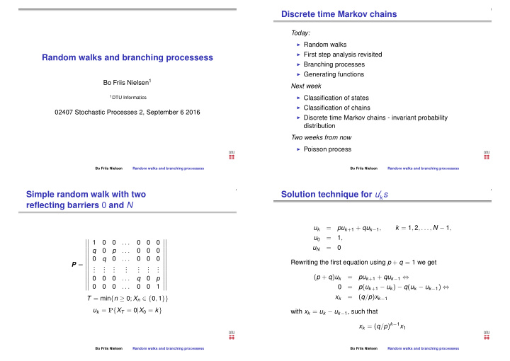 discrete time markov chains