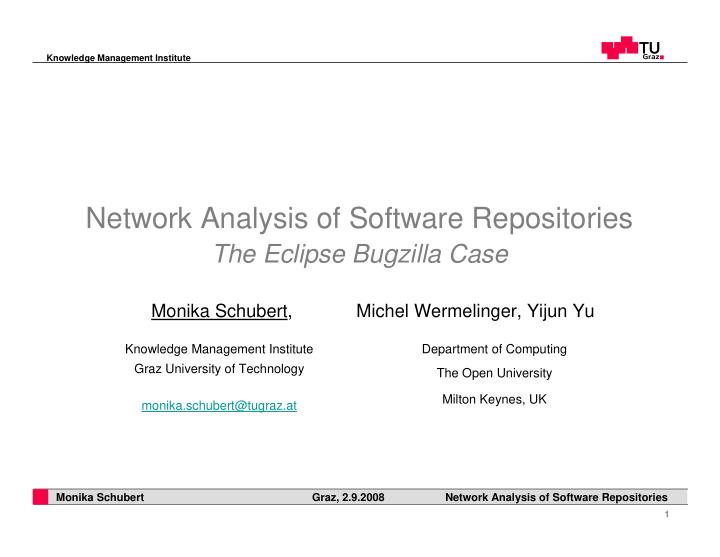 network analysis of software repositories