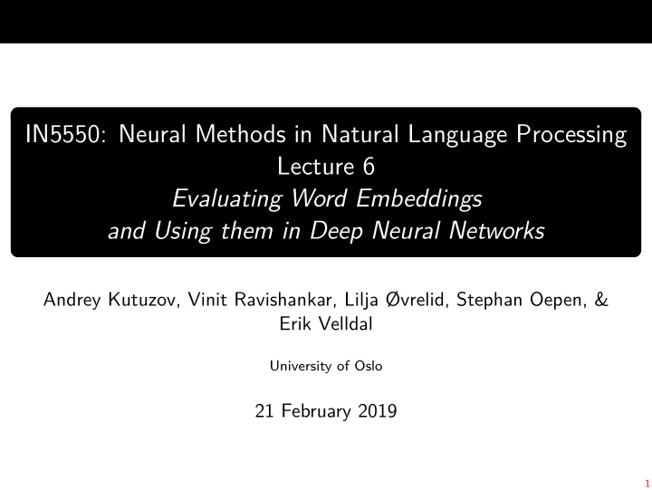 in5550 neural methods in natural language processing