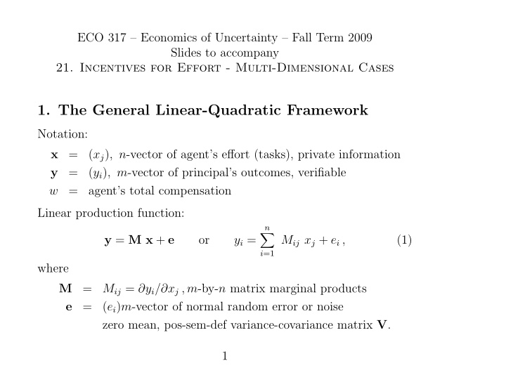 1 the general linear quadratic framework