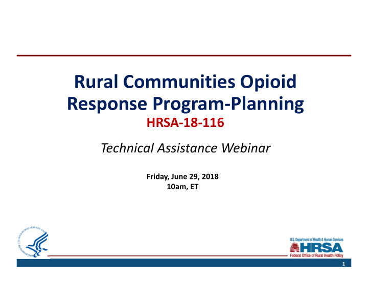 rural communities opioid response program planning