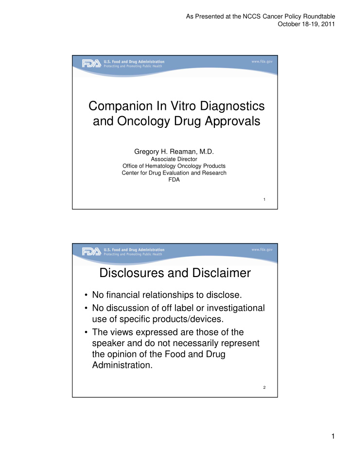 companion in vitro diagnostics and oncology drug approvals