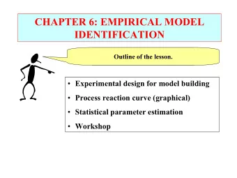 CHAPTER 6: EMPIRICAL MODEL  IDENTIFICATION  Outline of the lesson.  Experimental design for