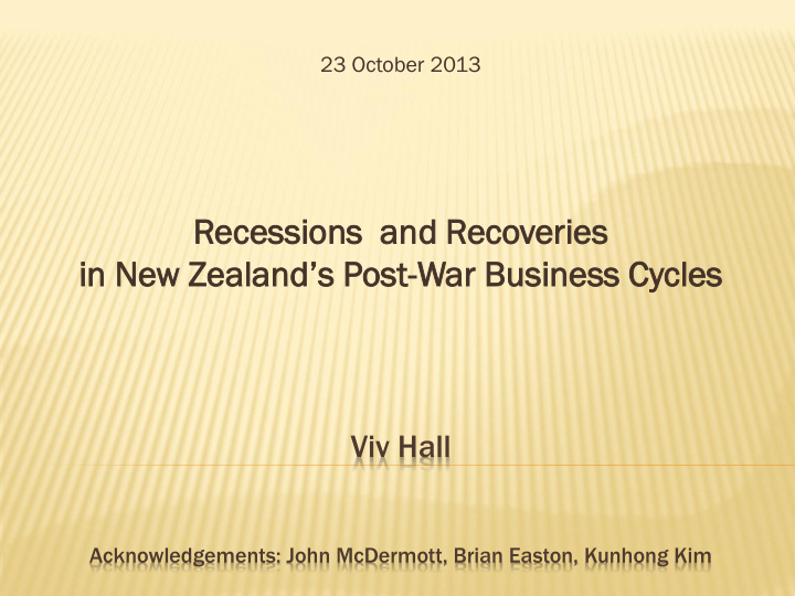 in new zealand s post war ar bu business iness cycl cles
