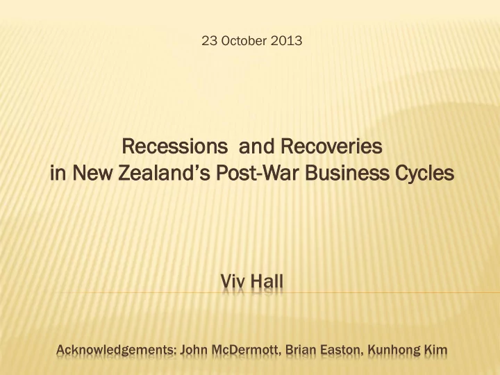in new zealand s post war ar bu business iness cycl cles