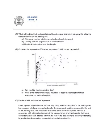 IIIIIIII  aa  aaaa  IIT Bombay  (1) What will be the effect on the solution of Least square