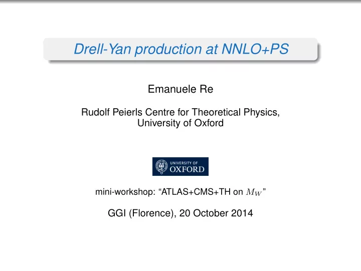drell yan production at nnlo ps