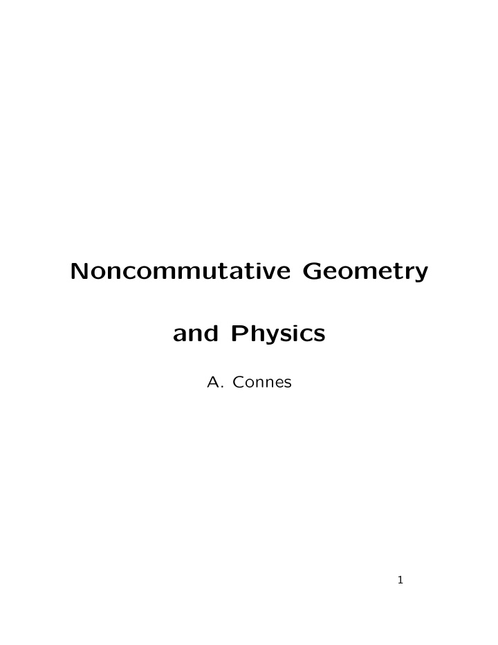 noncommutative geometry and physics