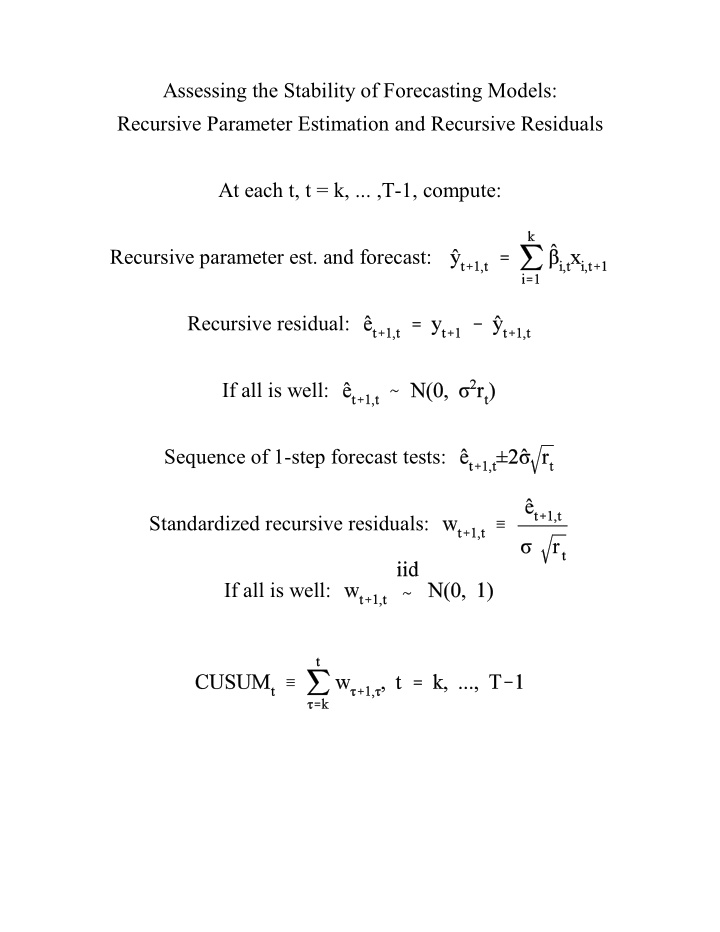 assessing the stability of forecasting models recursive
