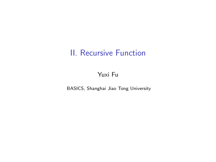 ii recursive function