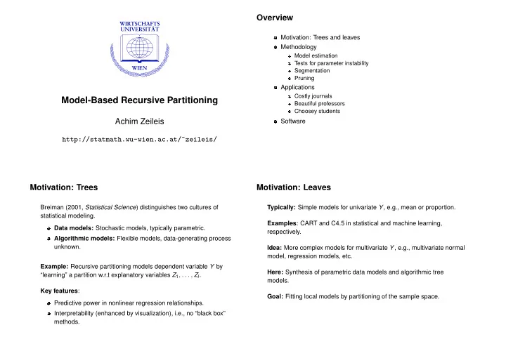 model based recursive partitioning