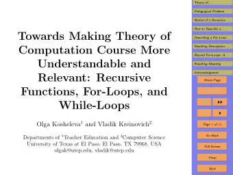 Towards Making Theory of  Describing a For-Loop . . .  Computation Course More  Resulting