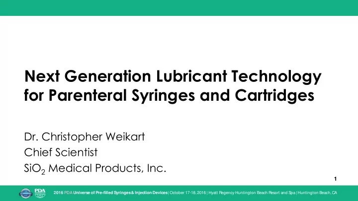 for parenteral syringes and cartridges