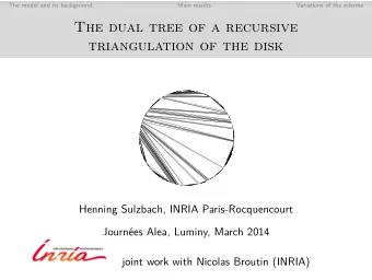The dual tree of a recursive  triangulation of the disk  Henning Sulzbach, INRIA Paris-Rocquencourt
