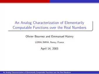 An Analog Characterization of Elementarily  Computable Functions over the Real Numbers  Olivier