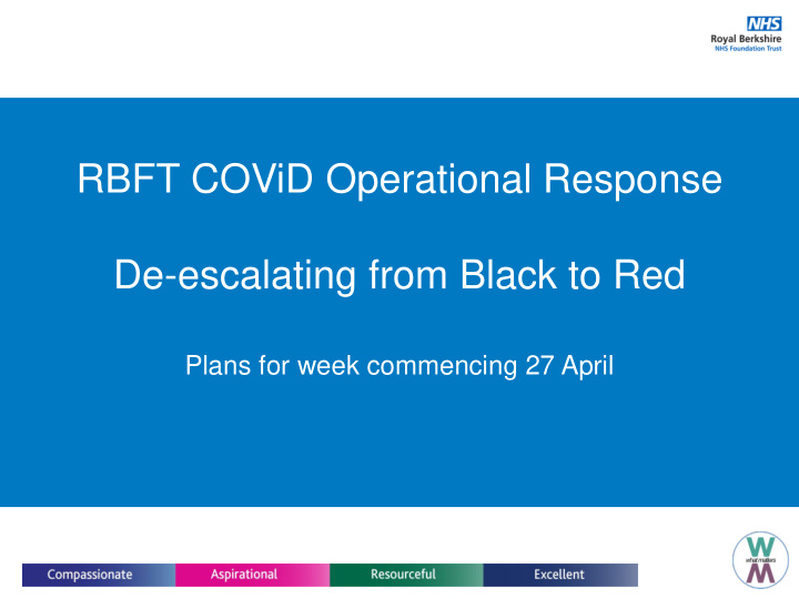 de escalating from black to red plans for week commencing