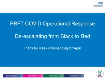 De-escalating from Black to Red  Plans for week commencing 27 April  Whilst the hospital remains