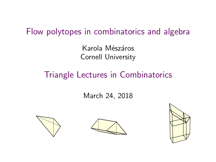 flow polytopes in combinatorics and algebra