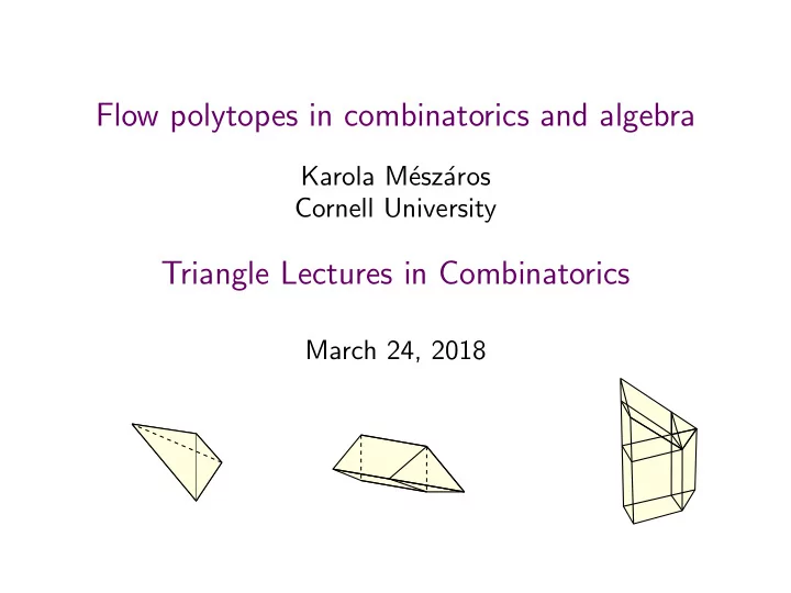 flow polytopes in combinatorics and algebra